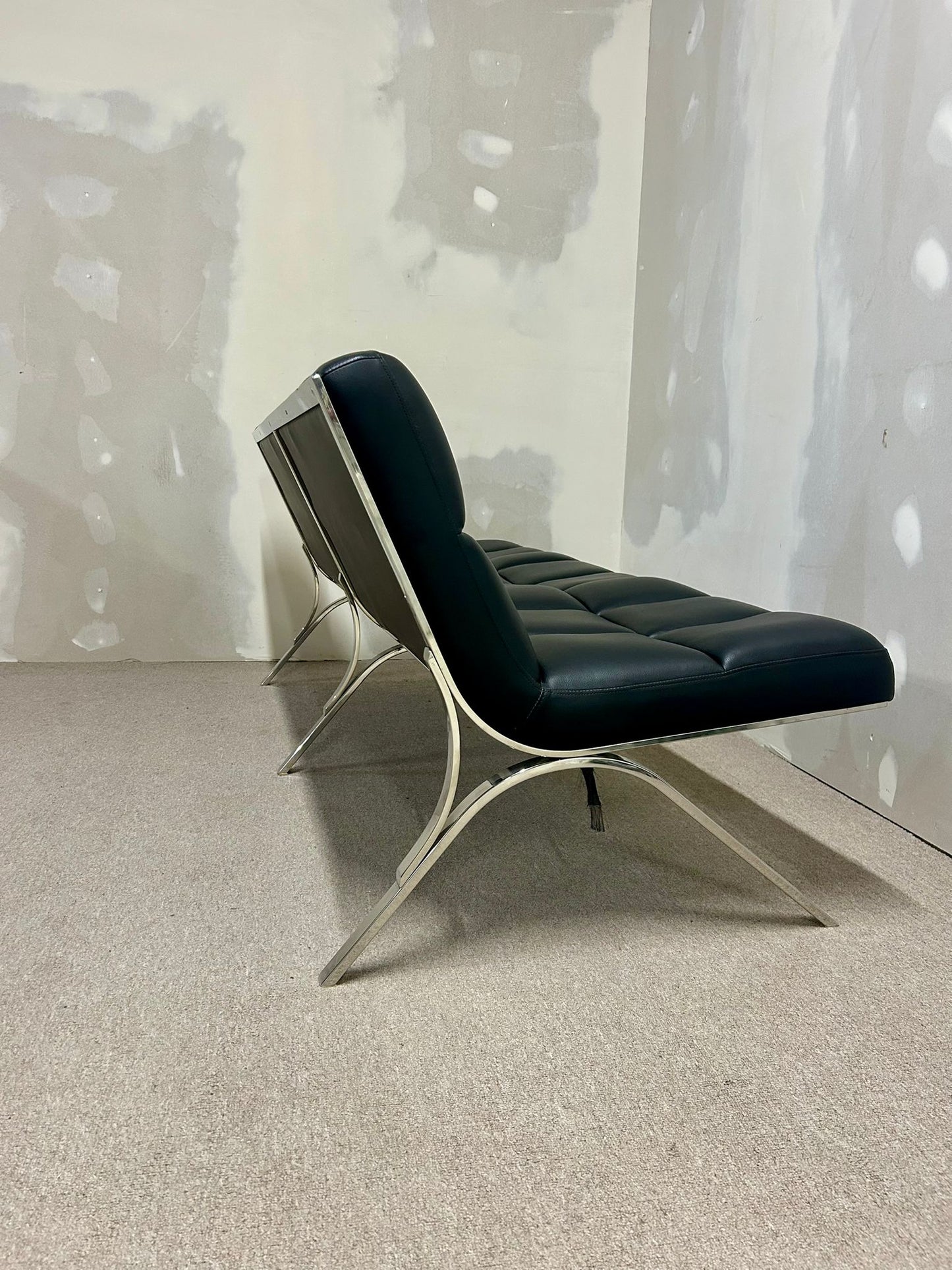 Designer Sofa , Sitzbank, Loungesofa, schwarz, Chromgestell