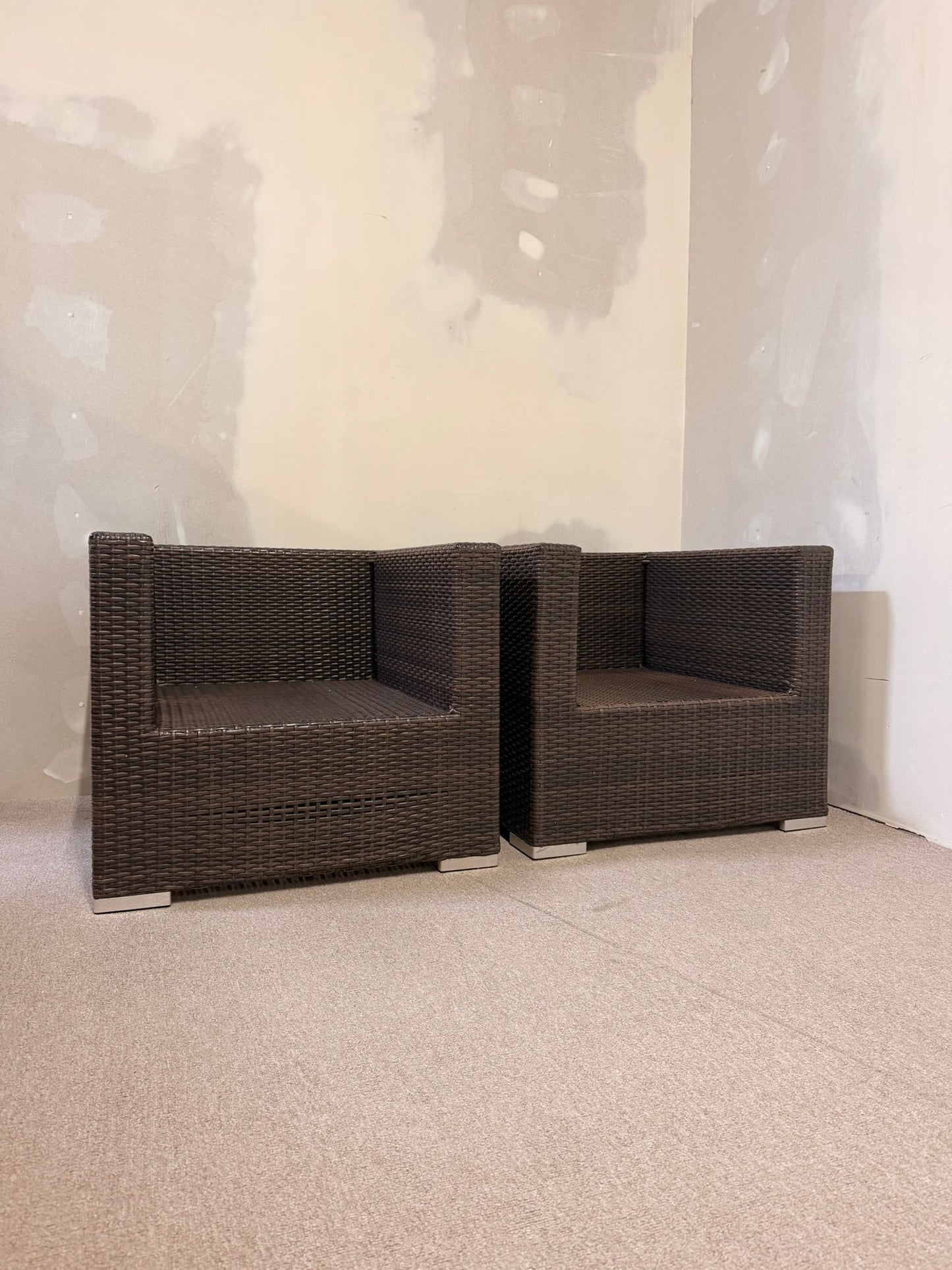 Loungesessel für Terrasse/Garten in braun aus Polyrattan