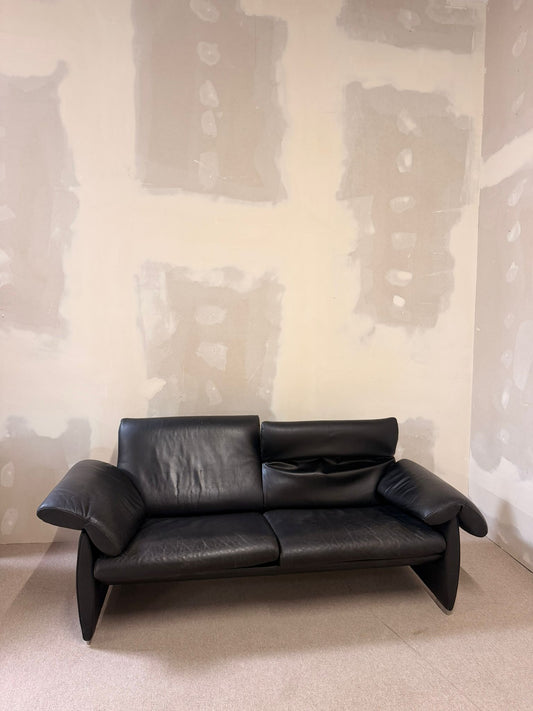 Schwarzes De Sede DS 10 Ledersofa in Schwarz