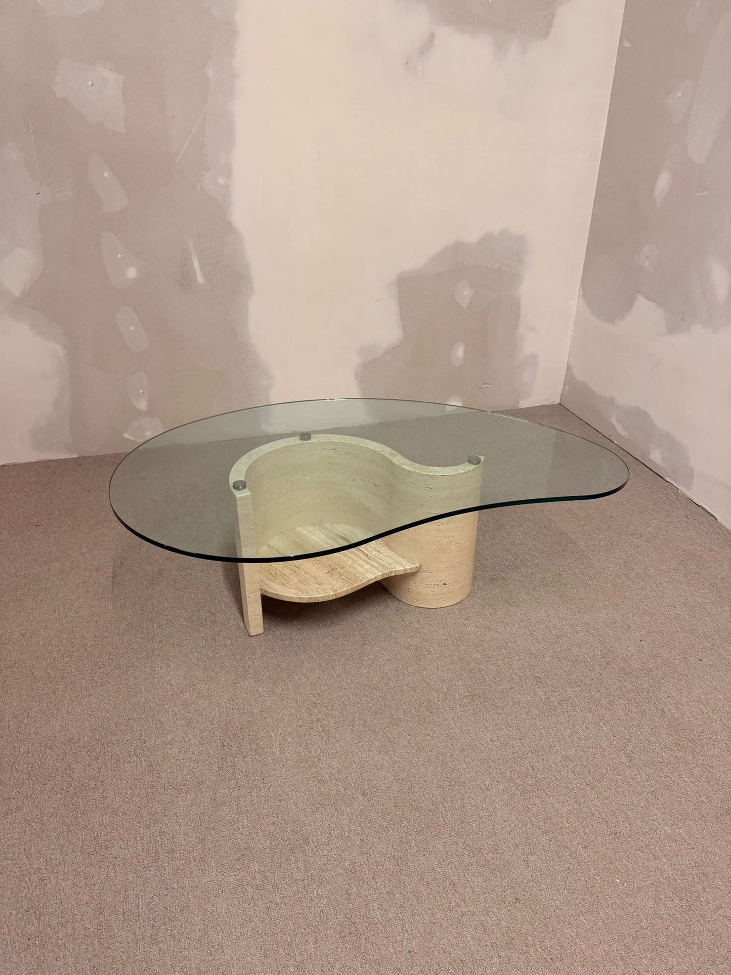 Travertin Couchtisch mit Glasplatte Coffee Table