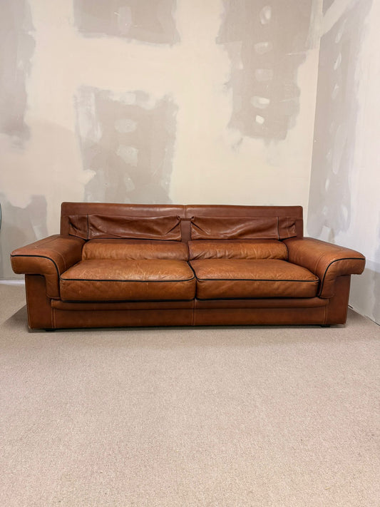 Vintage Sofa aus Leder von Josef Gobet in Cognacfarbe, Retro