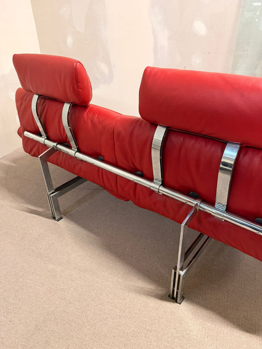 Rotes De Sede DS-140 Zweisitzer Sofa aus Leder