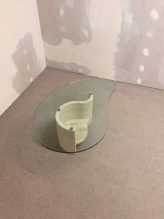 Travertin Couchtisch mit Glasplatte Coffee Table