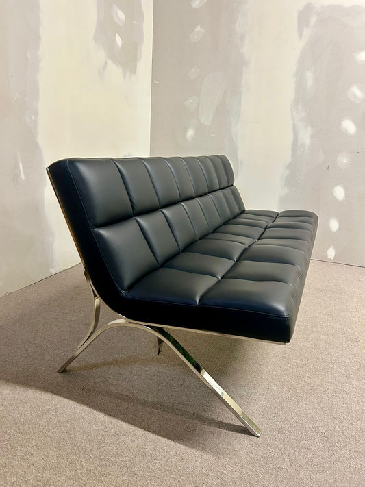 Designer Sofa , Sitzbank, Loungesofa, schwarz, Chromgestell
