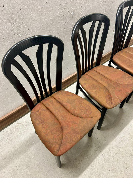 4er Set Holzstühle, Vintage Design, schwarz/orange, Top!
