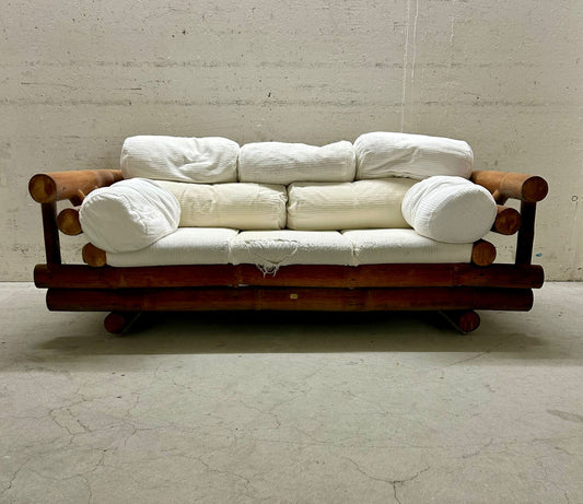 Skulpturales Bambus-Rattan-Sofa, 1970er Jahre