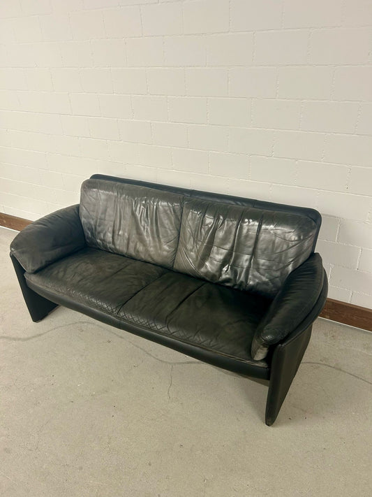 Leolux Leder Sofa Schwarz/GrauVintage Retro 80er Jahre