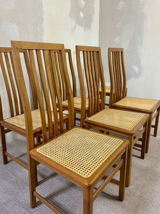 Italienische Esszimmerstühle Holz Wiener Geflecht Sitzfläche