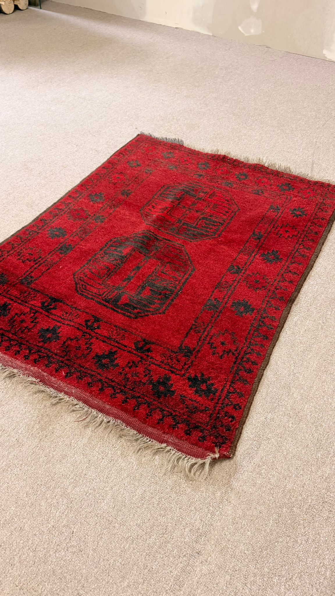 Vintage Orientteppich aus Afghanistan Dunkelrot Göl-Muster