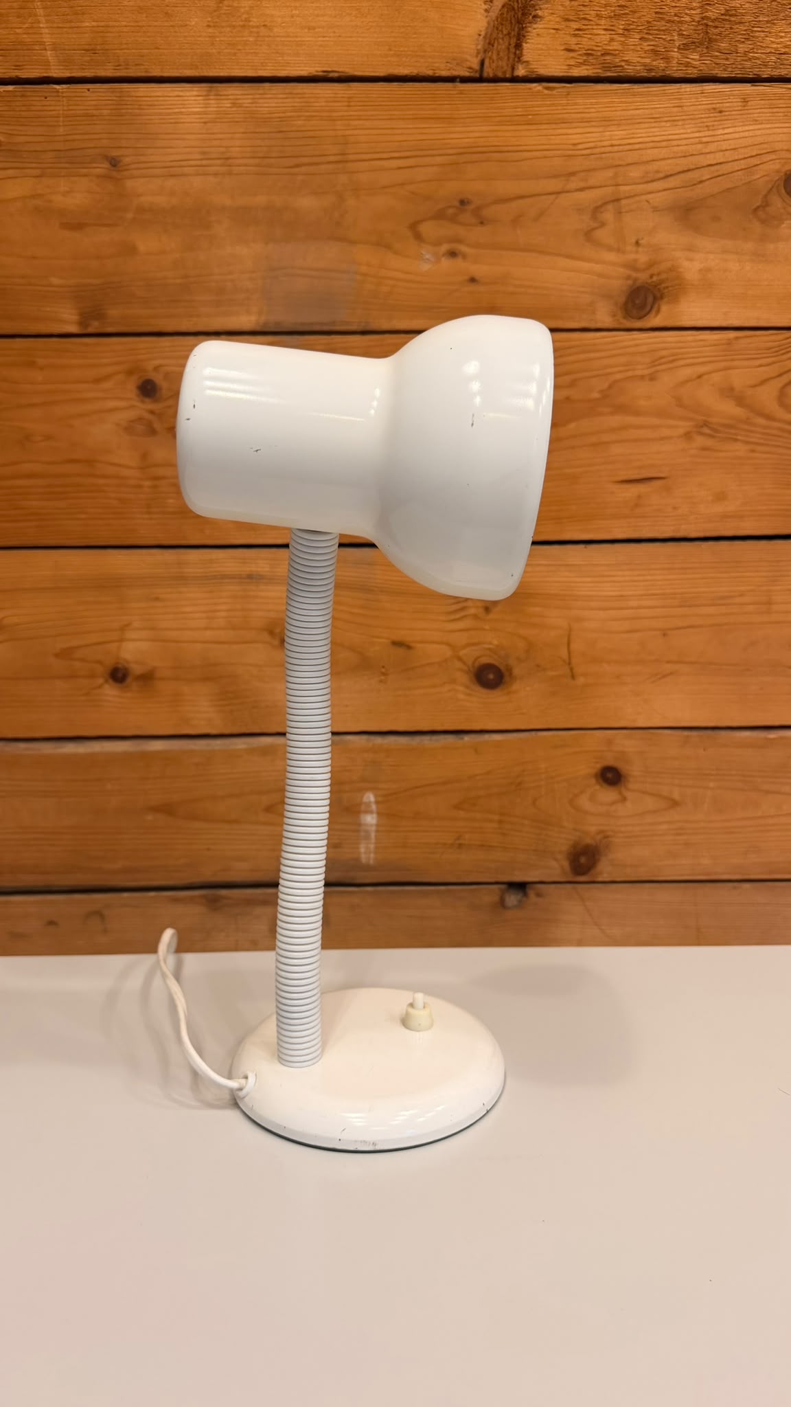 Vintage Retro 80er Schreibtischlampe mit Flexarm in Weiss
