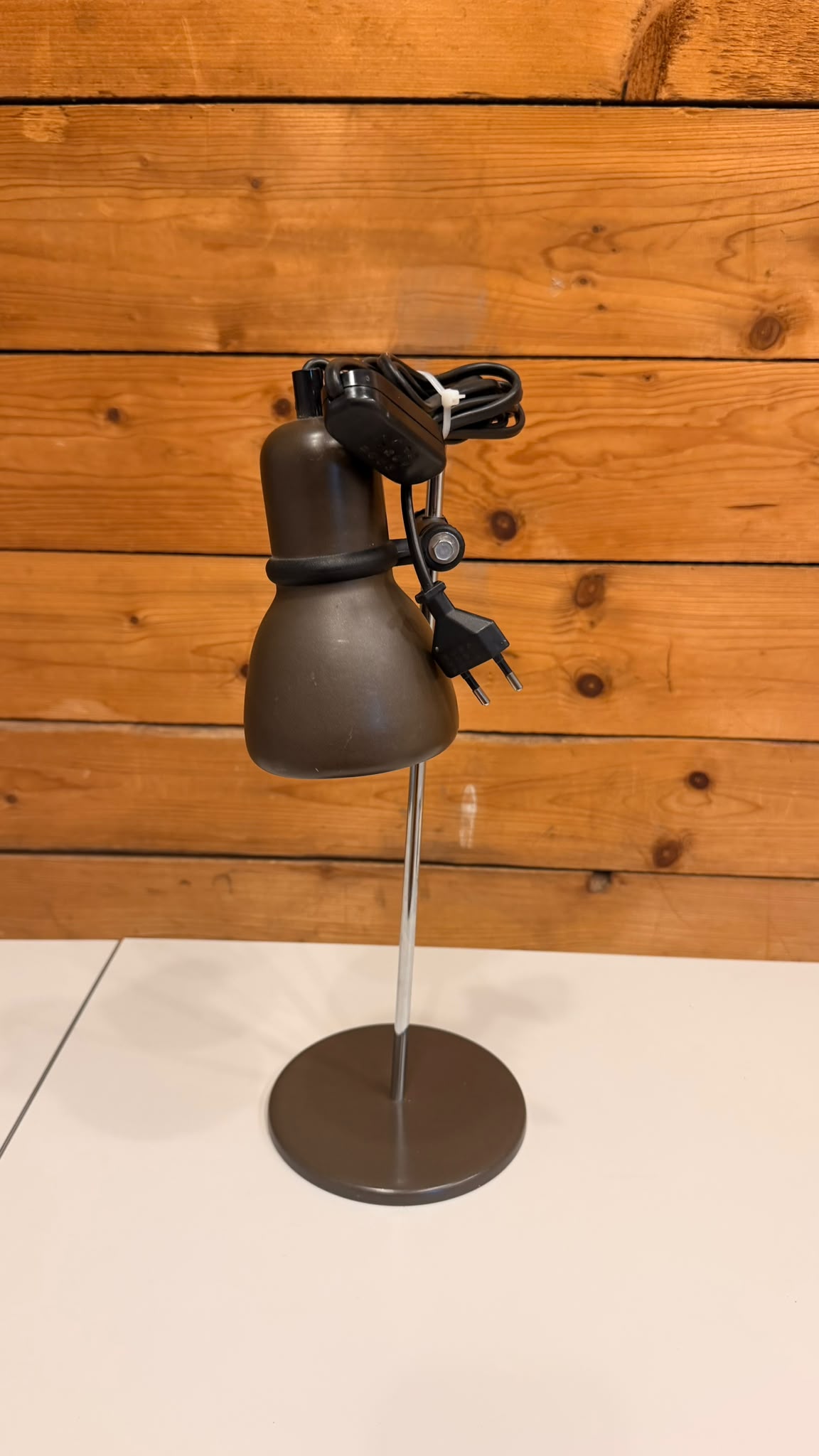 Vintage Space Age Tischlampe in braun und Chrom 70er/80er