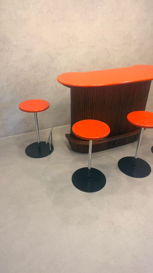 Design Bar-Schrank Set, French Riviera 1940/50er, Rattan