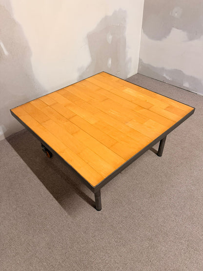 Couchtisch aus Holz und Metall mit 2 Rollen Handmade