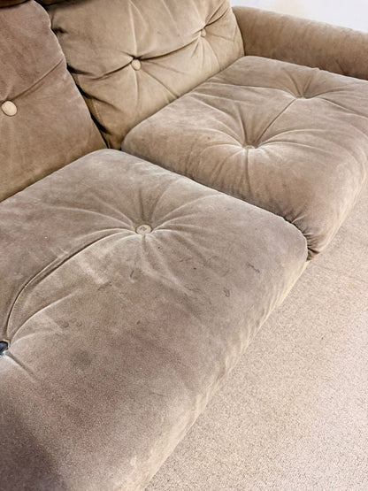 Italienisches modulares 70er Jahre Wildleder Sofa 2-Sitzer