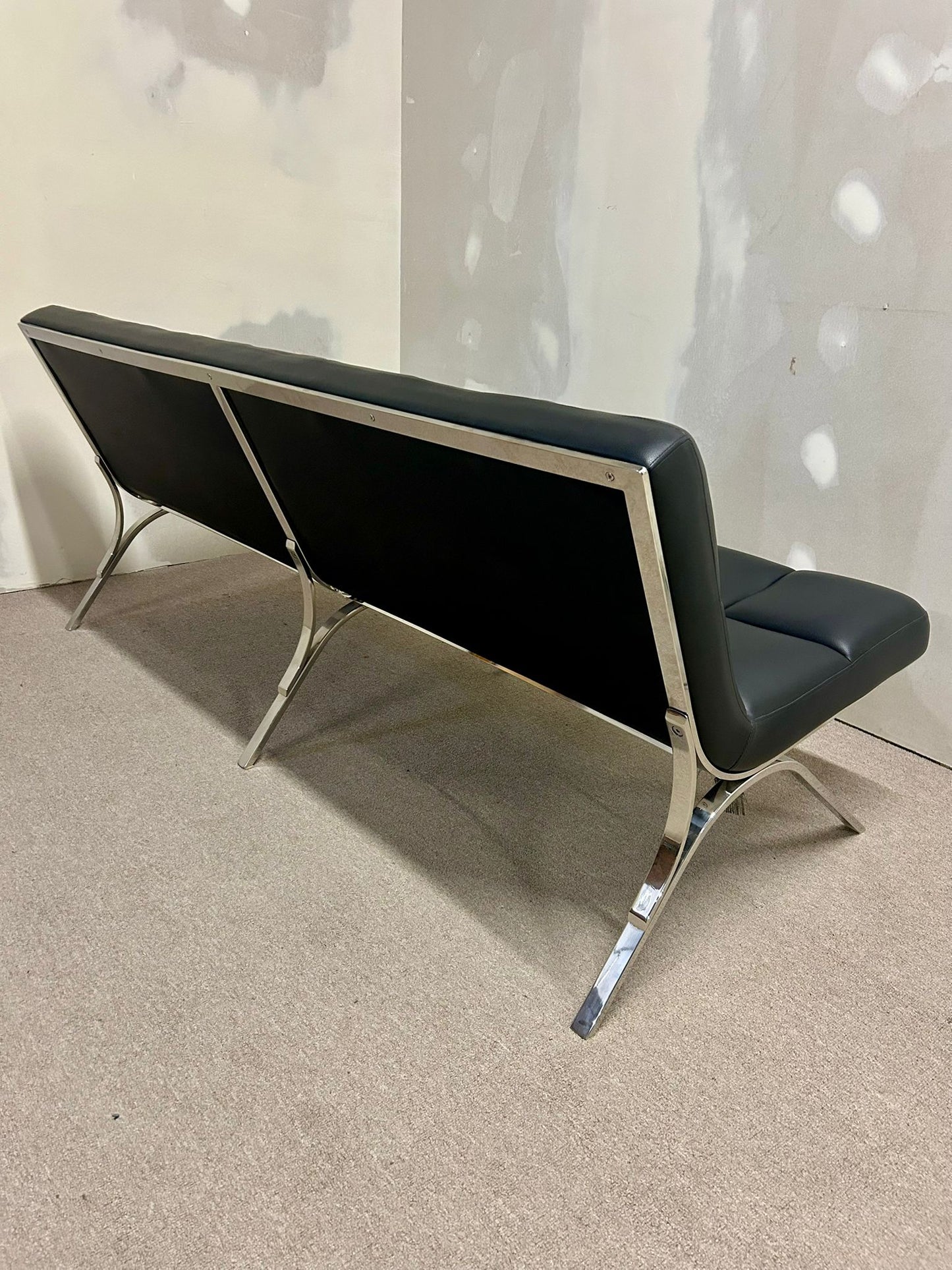 Designer Sofa , Sitzbank, Loungesofa, schwarz, Chromgestell