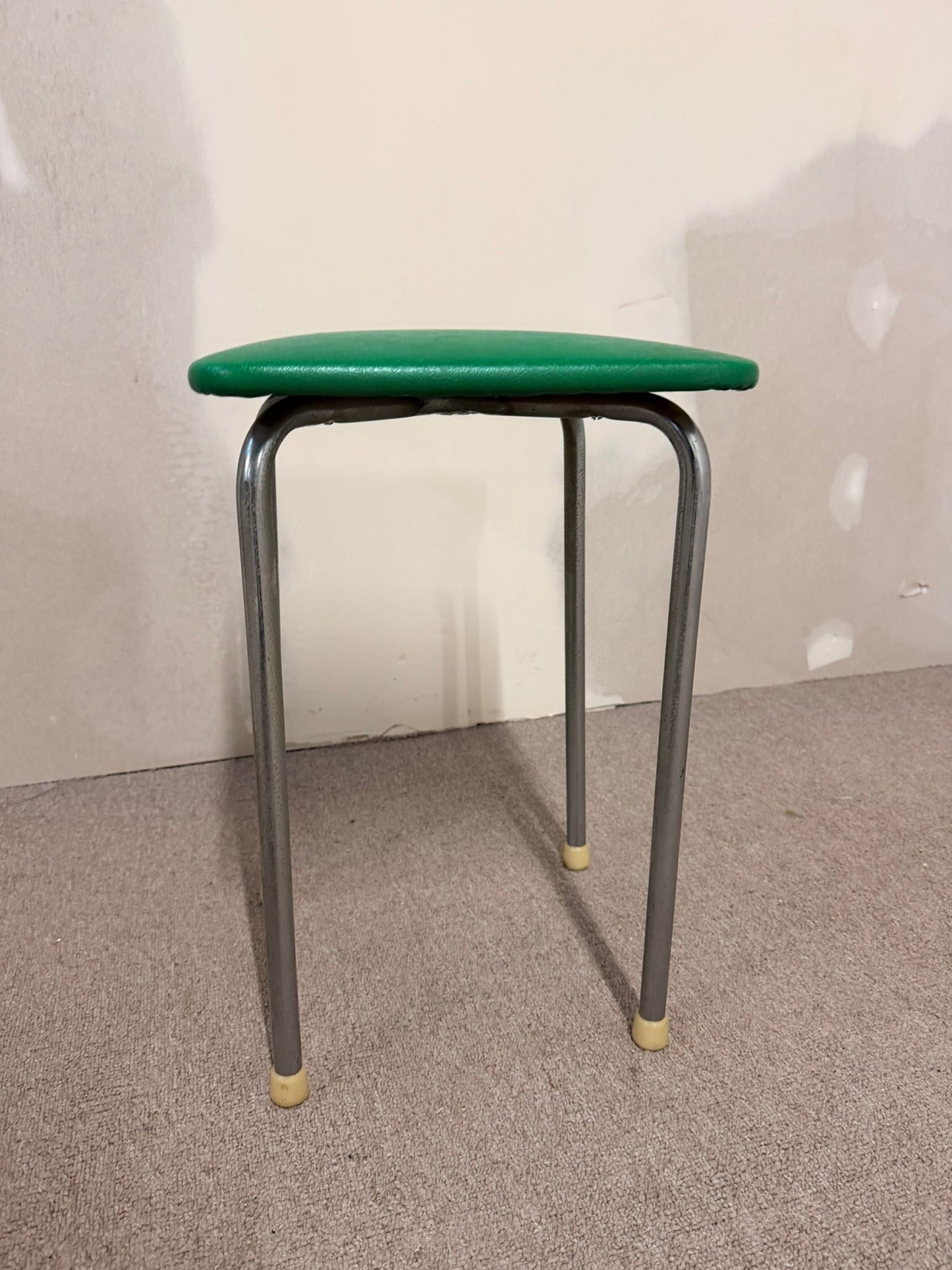 60-70er Vintage Tabourettli Hocker Sitzfläche in Grün