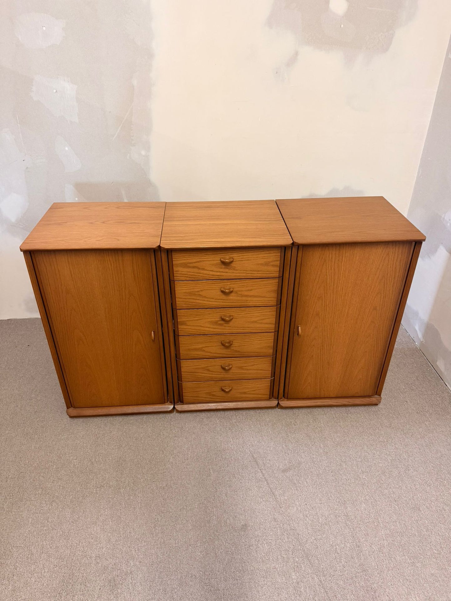 3 tlg. Mid Century Eiche Kommode Sideboard Schweizer Produkt