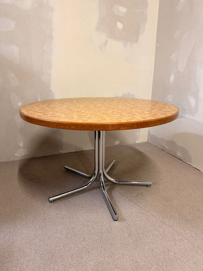 Vintage Mid Century Tisch Mosaikplatte und Chromfüsse 70er
