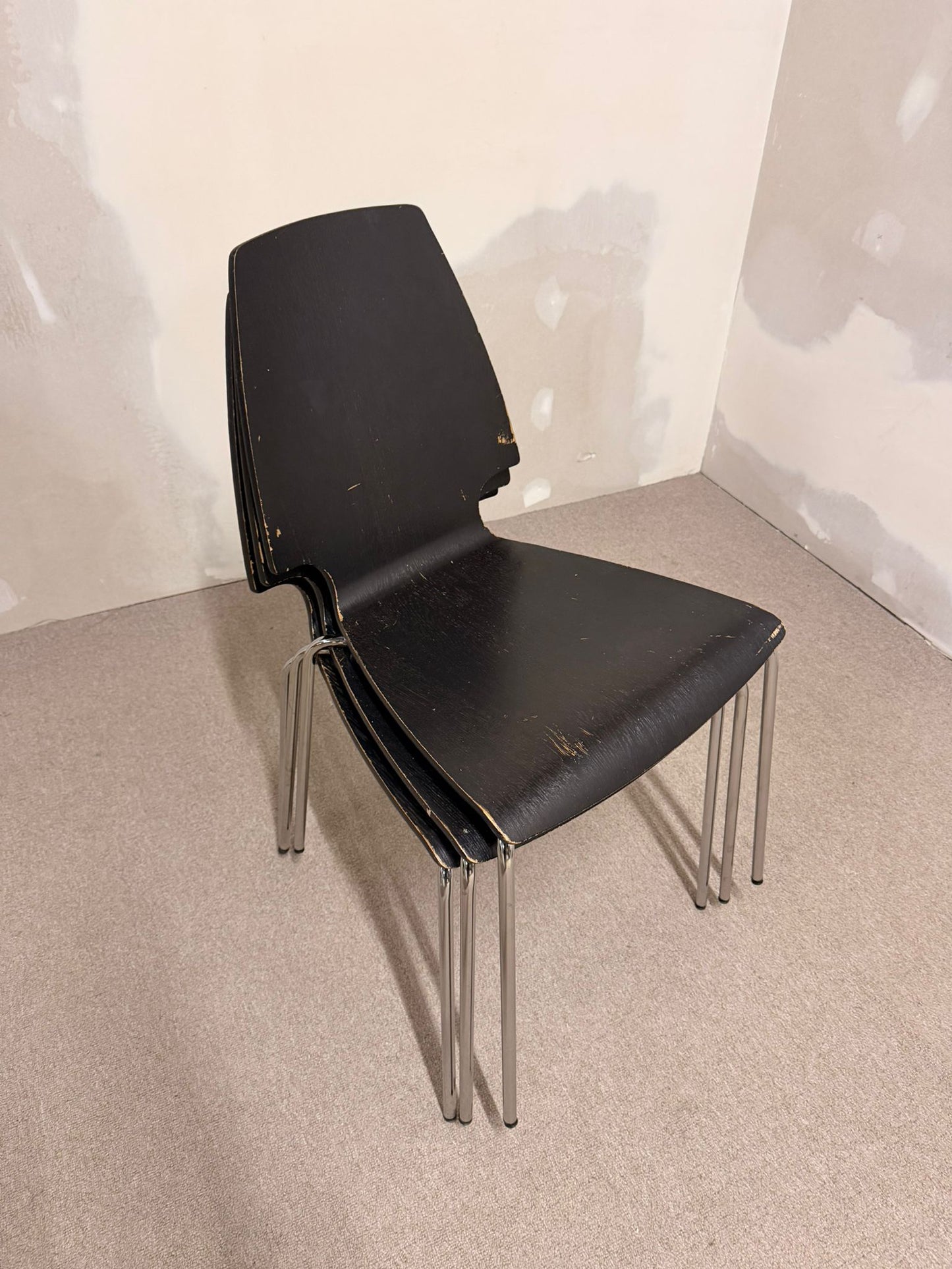 3x Ikea Vilmar Stuhl in schwarz, stapelbar