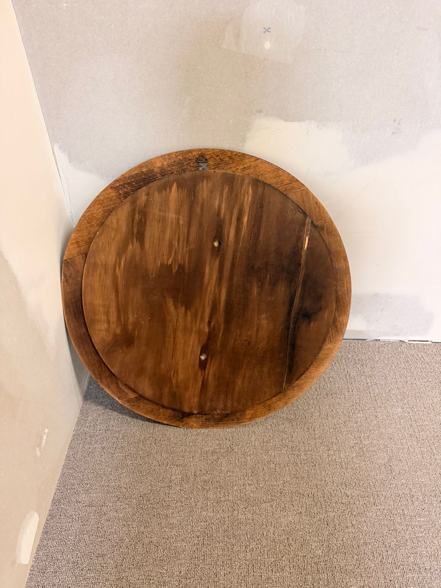 Runder vintage Spiegel Wandspiegel mit Holzrahmen 70er Jahre