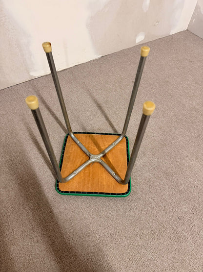 60-70er Vintage Tabourettli Hocker Sitzfläche in Grün