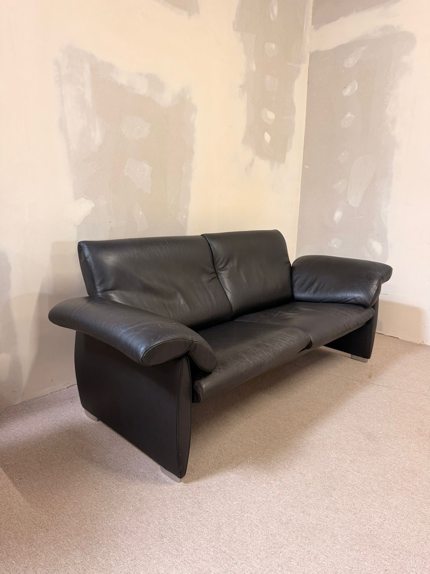 Schwarzes De Sede DS 10 Ledersofa in Schwarz