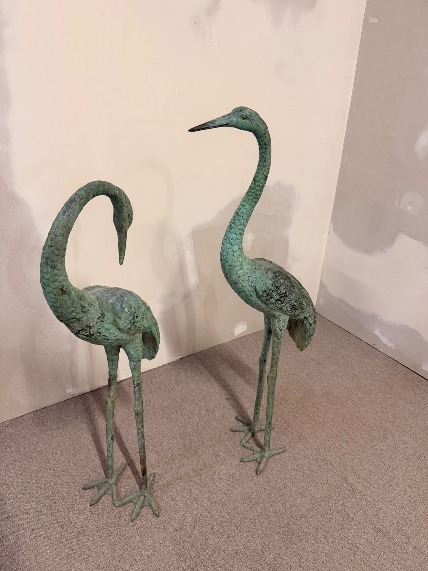2 Reiher/ Kraniche aus Bronze, aus Italien 60er Jahre