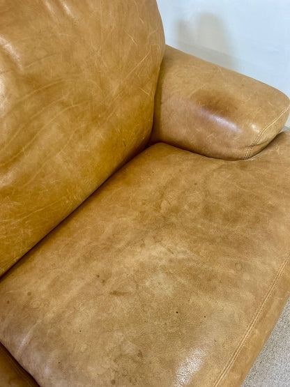 Vintage Roche Bobois Ledersofa in Cognacfarbe 70er 2 Sitzer