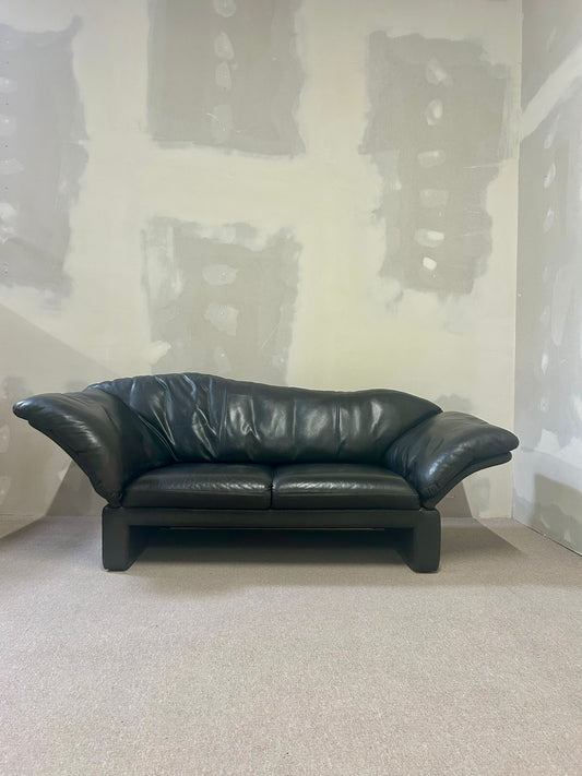 Brühl Prelude Designer Leder Sofa 3-sitzer Echtleder schwarz