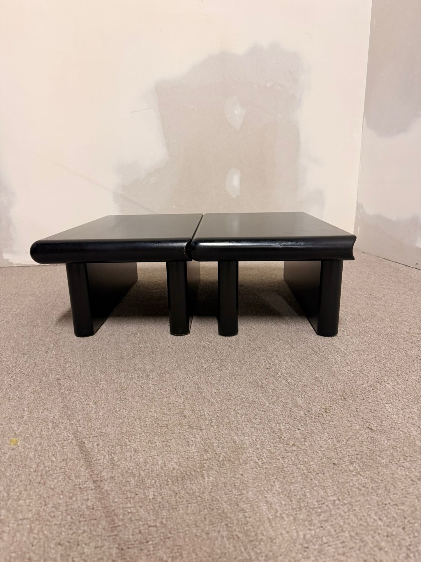 2er Set schwarze module Couchtische im Stil Rodolfo Bonetto