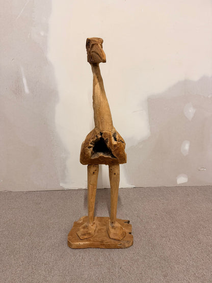 Handgeschnitzte Holzskulptur, Pelikan/Reiher, Teakholz
