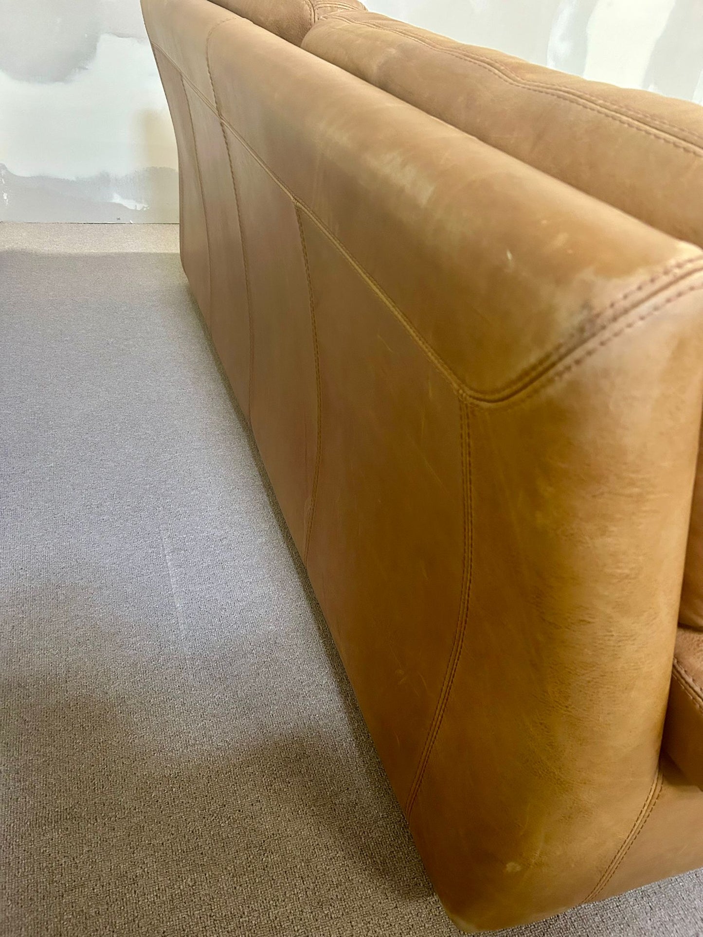 Vintage Roche Bobois Ledersofa in Cognacfarbe 70er 2 Sitzer