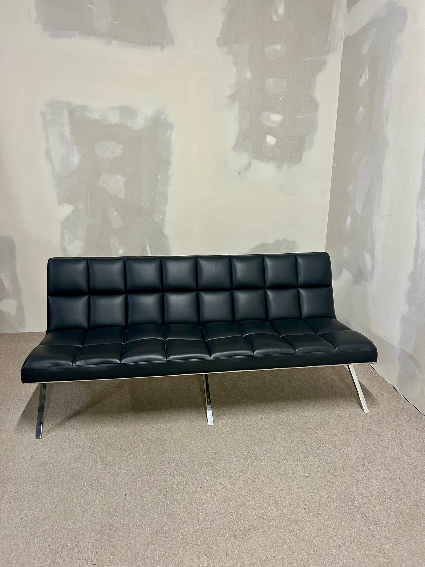 Designer Sofa , Sitzbank, Loungesofa, schwarz, Chromgestell