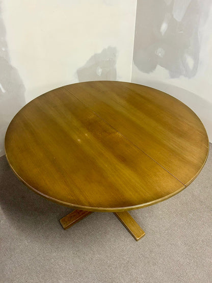 Runder, ausziehbarer Tisch aus Holz, Esstisch mit Platte