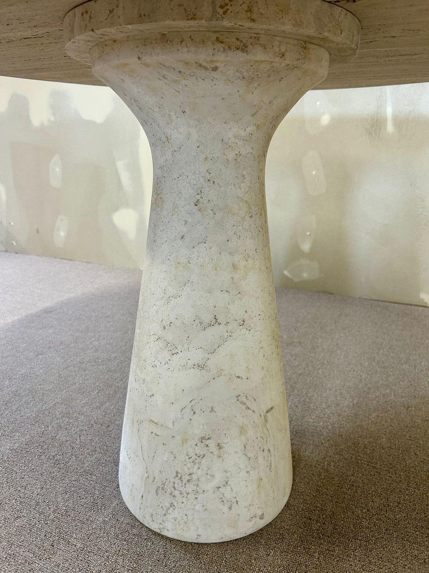 Runder Designer Travertin Esstisch Vintage 2-teilig