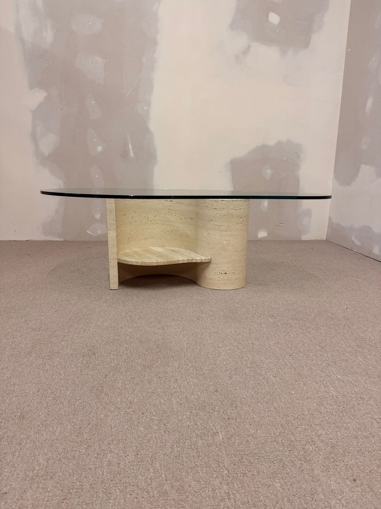 Travertin Couchtisch mit Glasplatte Coffee Table