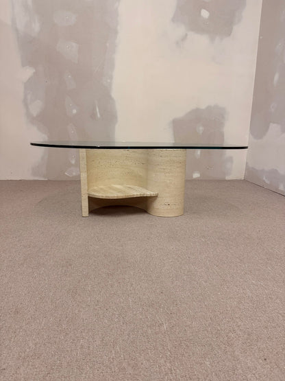 Travertin Couchtisch mit Glasplatte Coffee Table
