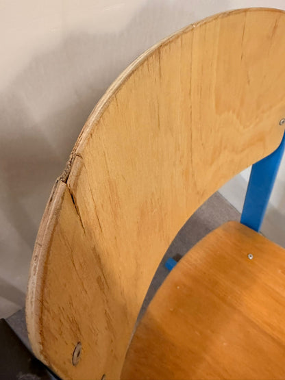 Vintage Schulstuhl in blau, Stapelstühle für Kinder