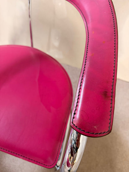 Seltene Canasta Freischwinger Stühle in Pink Arrben Italy
