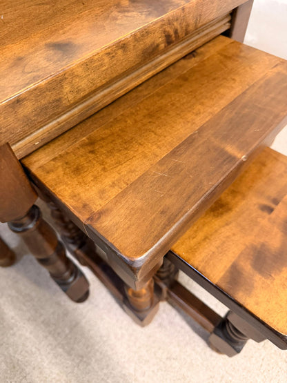 4er Satz Holztische Satztisch im spanischen Stil Massivholz