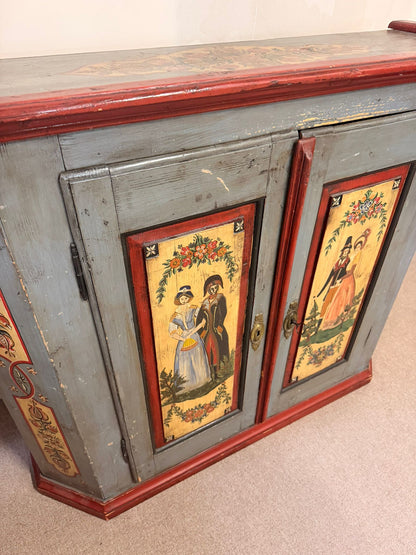Antiker handbemaltes Vintage Sideboard im Bauernstil 50er