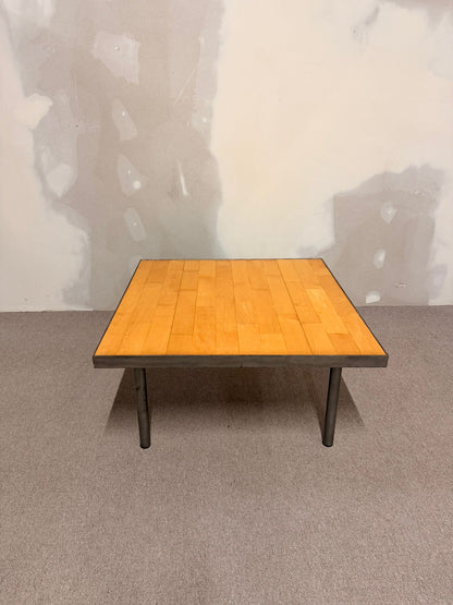 Couchtisch aus Holz und Metall mit 2 Rollen Handmade