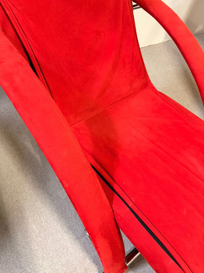 Vintage Designer Liegestühle rote Polster, Relaxsessel
