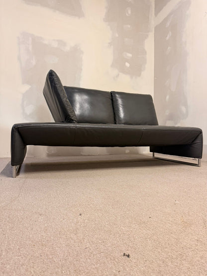 Koinor 2er Designersofa Ramon aus  Leder Grau, Metallfüsse