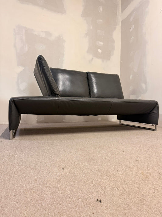 Koinor 2er Designersofa Ramon aus  Leder Grau, Metallfüsse