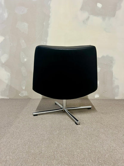 Designer Drehsessel aus Leder, schwarz, Loungesessel, Sessel