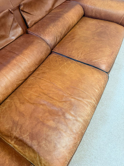 Vintage Sofa aus Leder von Josef Gobet in Cognacfarbe, Retro