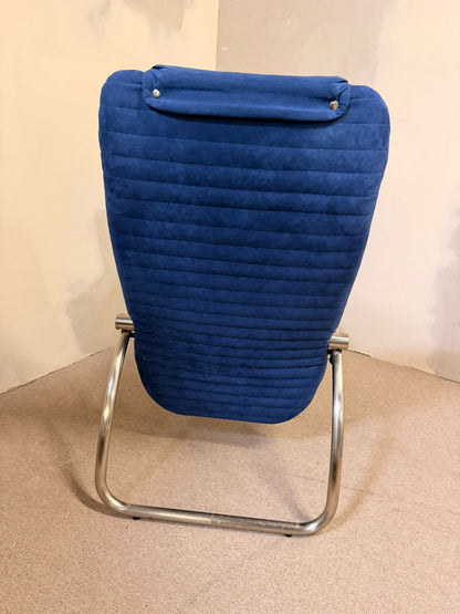 Blaue skandinavische verstellbare Relaxliege Sessel von 1980