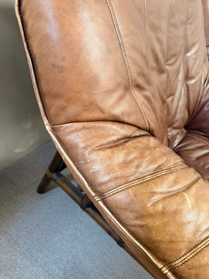 Vintage Sessel aus Leder mit Bambusgestell aus den 60er