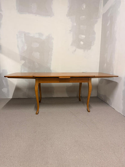 Vintage ausziehbarer Esstisch aus Holz, geschwungene Beine